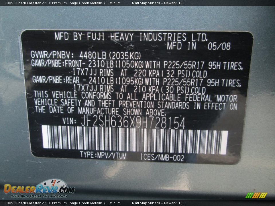 2009 Subaru Forester 2.5 X Premium Sage Green Metallic / Platinum Photo #29