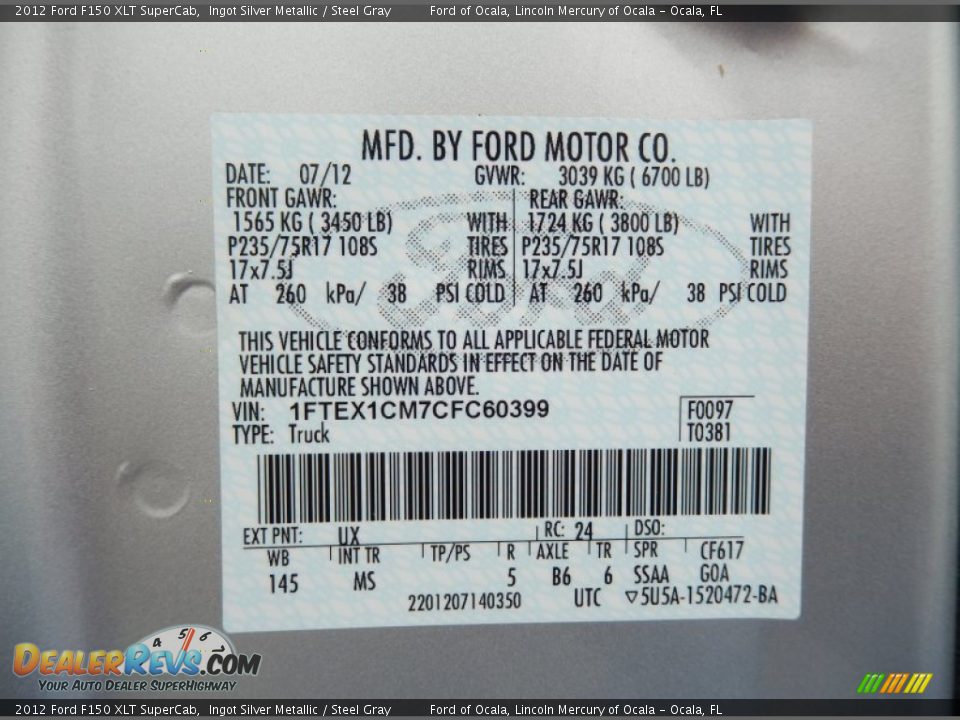 2012 Ford F150 XLT SuperCab Ingot Silver Metallic / Steel Gray Photo #26