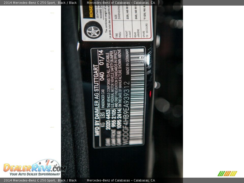 2014 Mercedes-Benz C 250 Sport Black / Black Photo #7