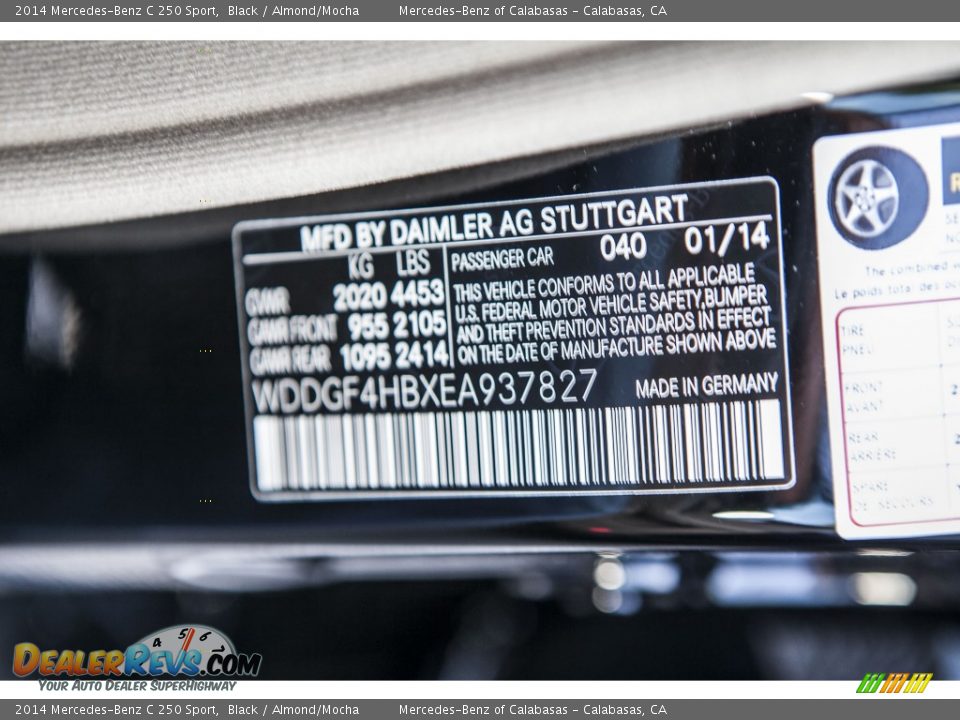 2014 Mercedes-Benz C 250 Sport Black / Almond/Mocha Photo #7