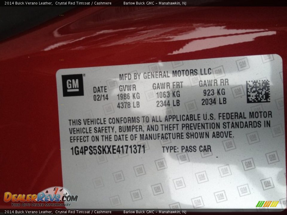 2014 Buick Verano Leather Crystal Red Tintcoat / Cashmere Photo #9