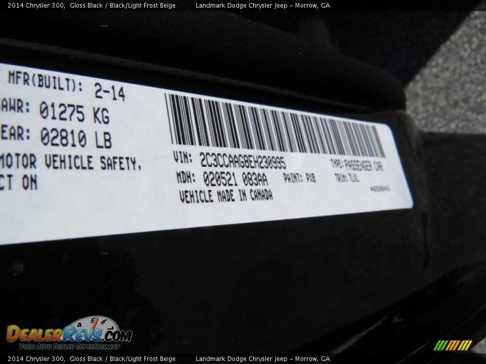 2014 Chrysler 300 Gloss Black / Black/Light Frost Beige Photo #10