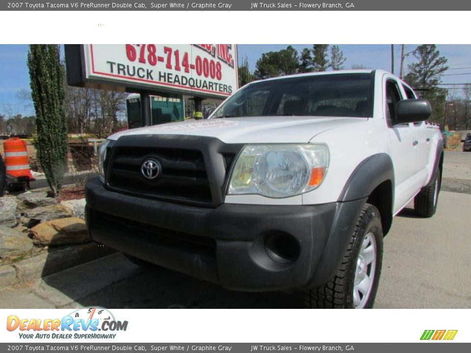 2007 Toyota Tacoma V6 PreRunner Double Cab Super White / Graphite Gray Photo #2