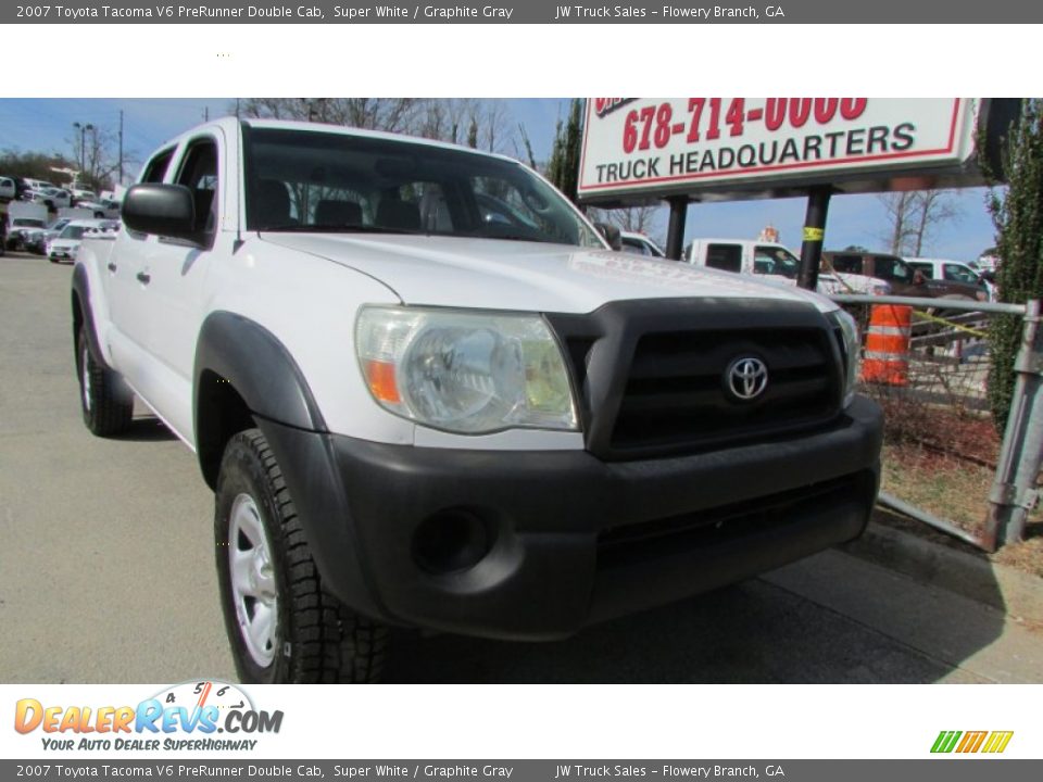 2007 Toyota Tacoma V6 PreRunner Double Cab Super White / Graphite Gray Photo #12