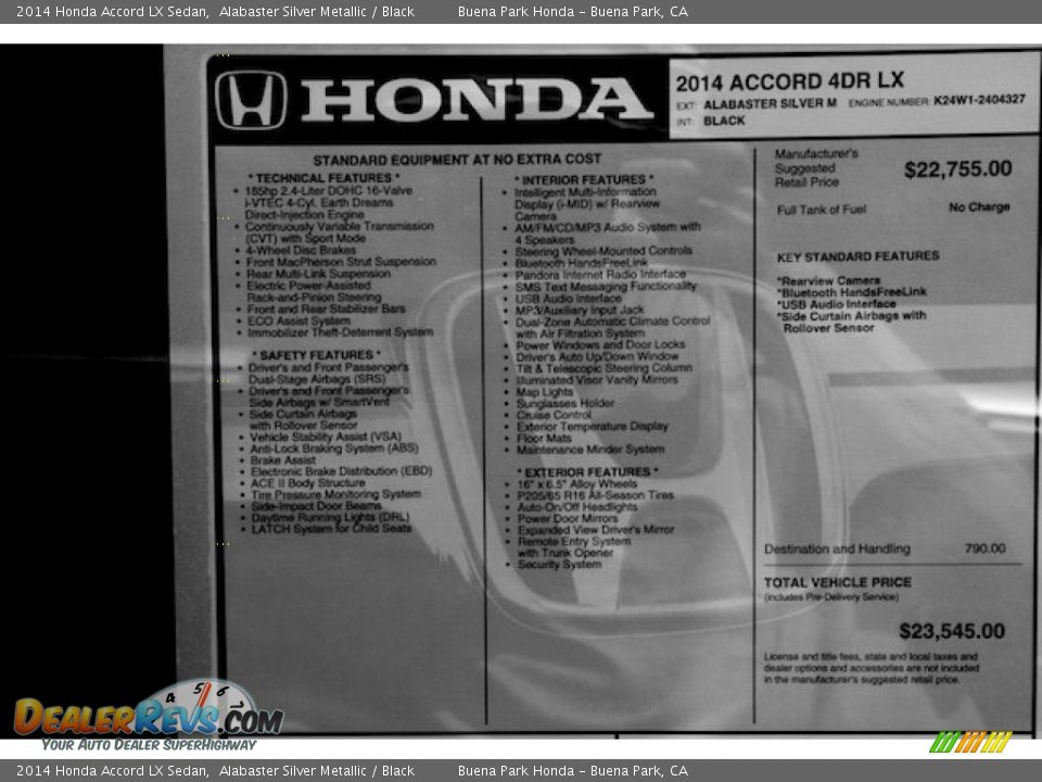 2014 Honda Accord LX Sedan Alabaster Silver Metallic / Black Photo #18