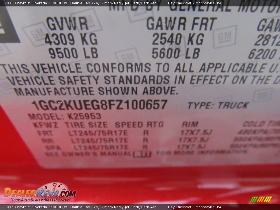2015 Chevrolet Silverado 2500HD WT Double Cab 4x4 Victory Red / Jet Black/Dark Ash Photo #19