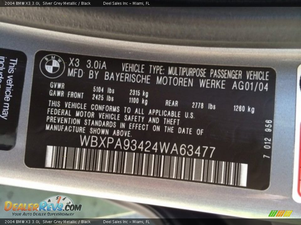 2004 BMW X3 3.0i Silver Grey Metallic / Black Photo #14