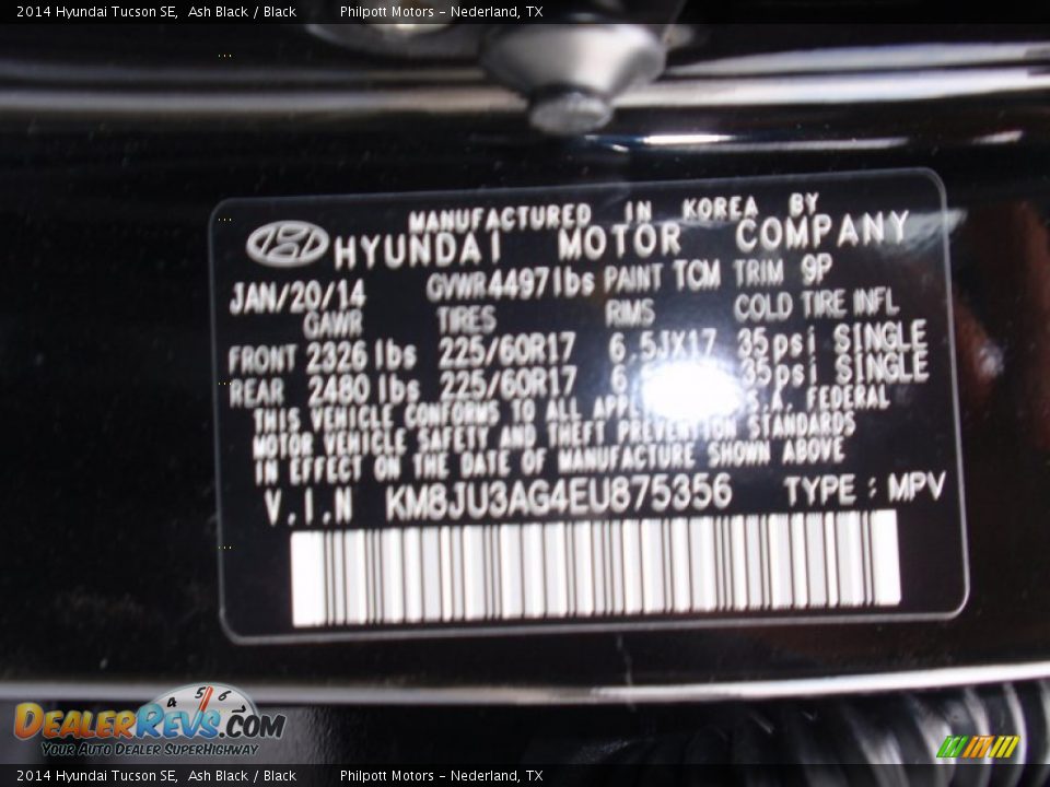 2014 Hyundai Tucson SE Ash Black / Black Photo #34
