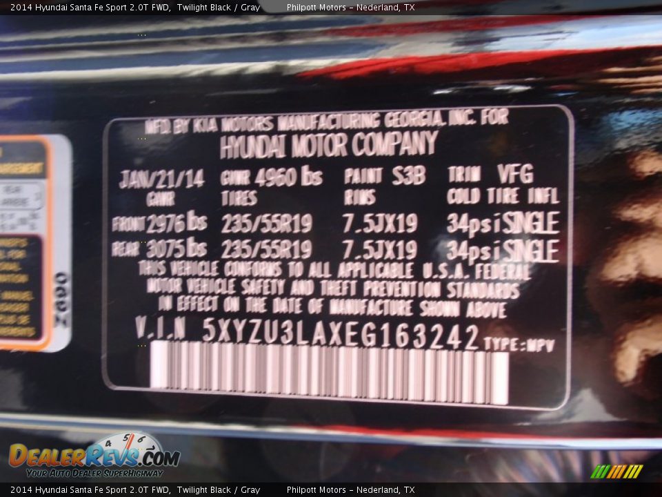 2014 Hyundai Santa Fe Sport 2.0T FWD Twilight Black / Gray Photo #34