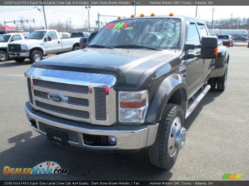 2008 Ford F450 Super Duty Lariat Crew Cab 4x4 Dually Dark Stone Brown Metallic / Tan Photo #3