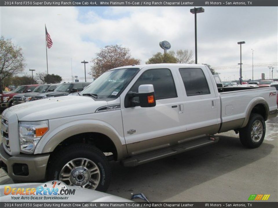 2014 Ford F350 Super Duty King Ranch Crew Cab 4x4 White Platinum Tri-Coat / King Ranch Chaparral Leather Photo #1