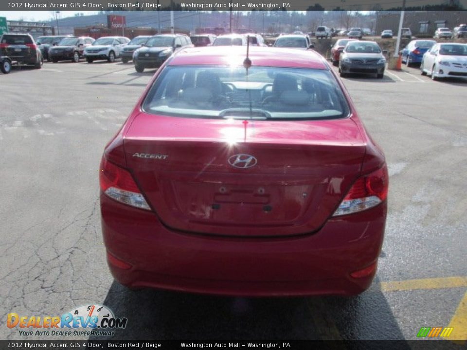 2012 Hyundai Accent GLS 4 Door Boston Red / Beige Photo #8