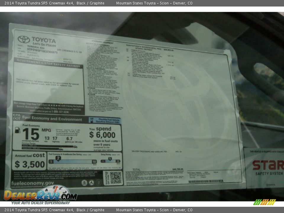 2014 Toyota Tundra SR5 Crewmax 4x4 Black / Graphite Photo #10
