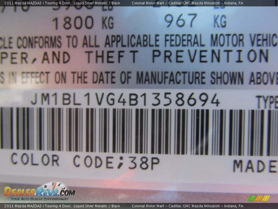 2011 Mazda MAZDA3 i Touring 4 Door Liquid Silver Metallic / Black Photo #19