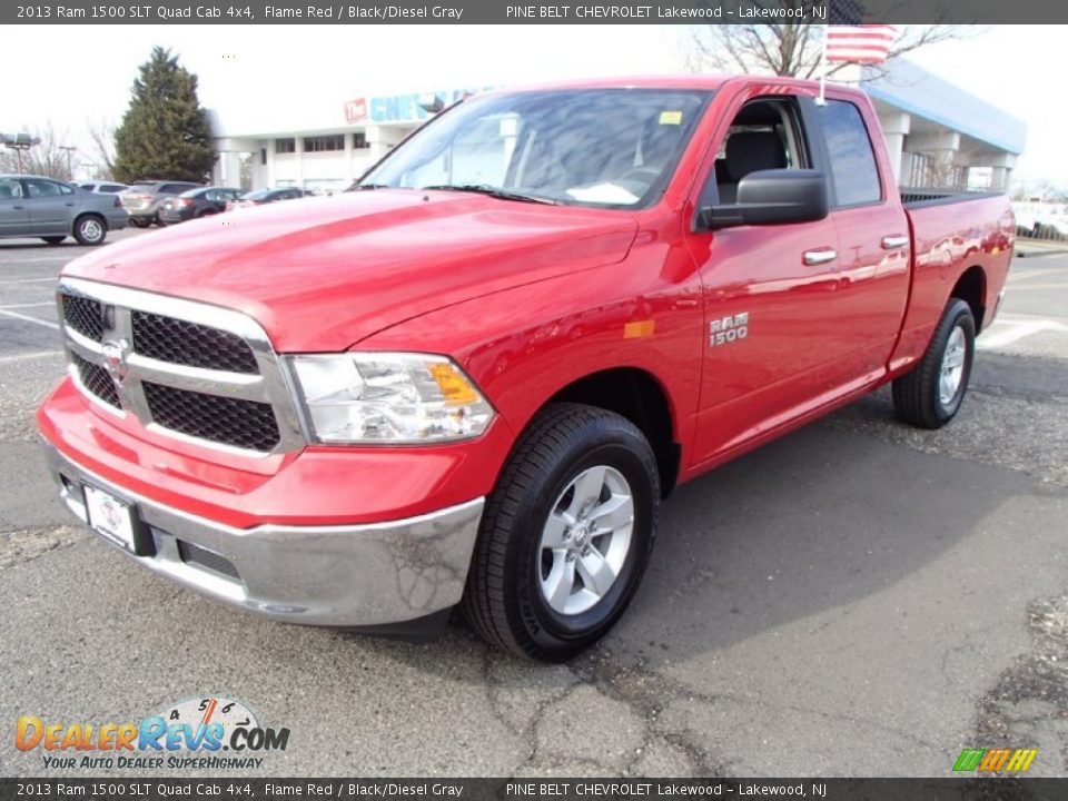 2013 Ram 1500 SLT Quad Cab 4x4 Flame Red / Black/Diesel Gray Photo #1