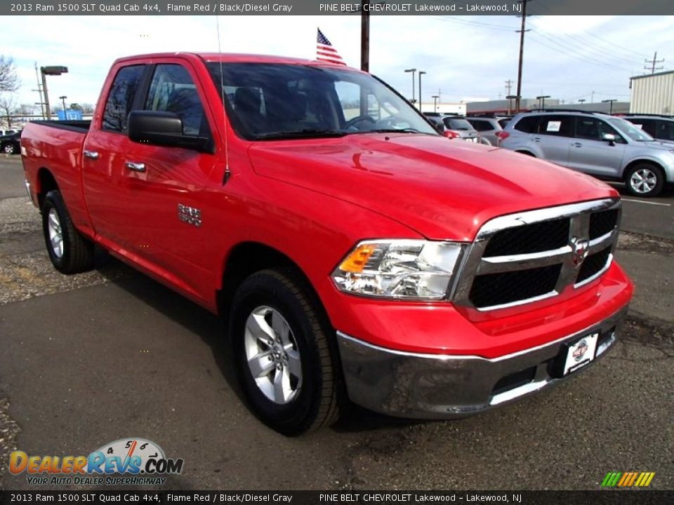 2013 Ram 1500 SLT Quad Cab 4x4 Flame Red / Black/Diesel Gray Photo #3
