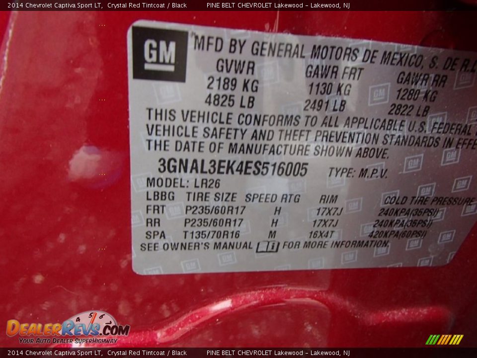 2014 Chevrolet Captiva Sport LT Crystal Red Tintcoat / Black Photo #29