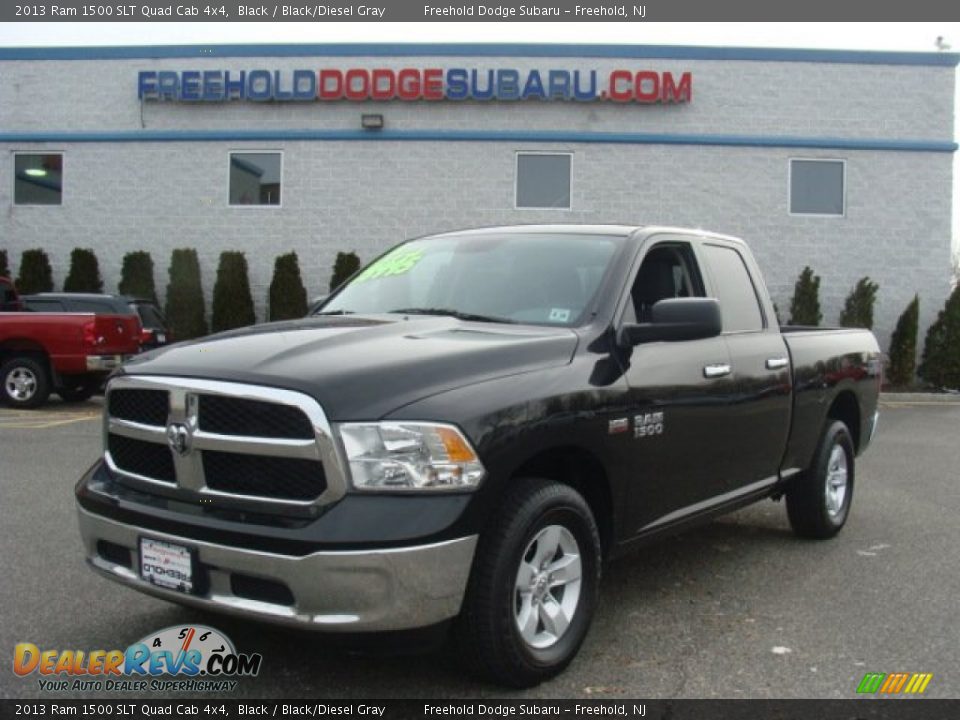 2013 Ram 1500 SLT Quad Cab 4x4 Black / Black/Diesel Gray Photo #1