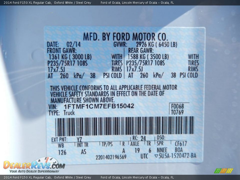 2014 Ford F150 XL Regular Cab Oxford White / Steel Grey Photo #11