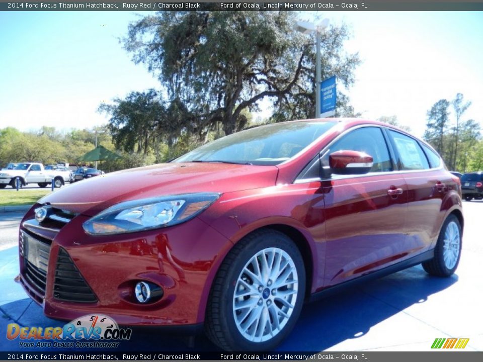 2014 Ford Focus Titanium Hatchback Ruby Red / Charcoal Black Photo #1