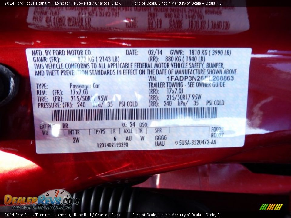 2014 Ford Focus Titanium Hatchback Ruby Red / Charcoal Black Photo #13