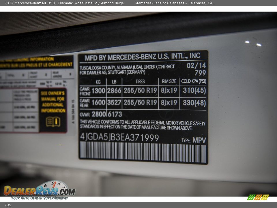 Mercedes-Benz Color Code 799 Diamond White Metallic