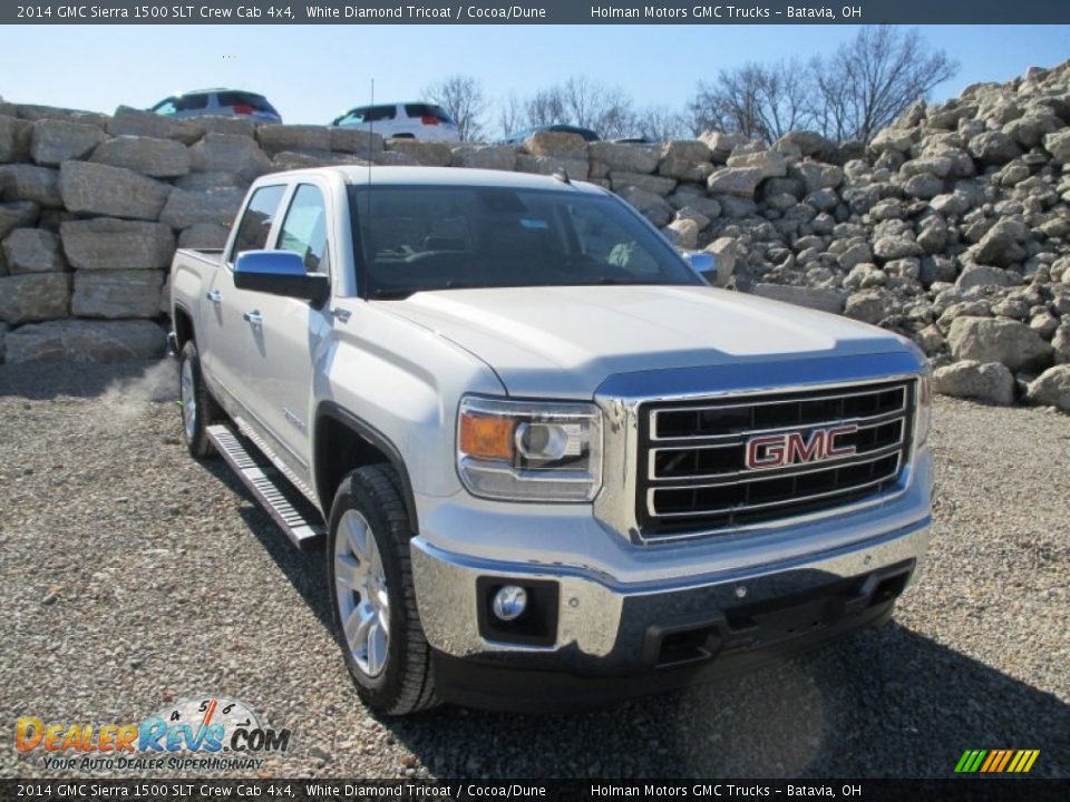 2014 GMC Sierra 1500 SLT Crew Cab 4x4 White Diamond Tricoat / Cocoa/Dune Photo #2