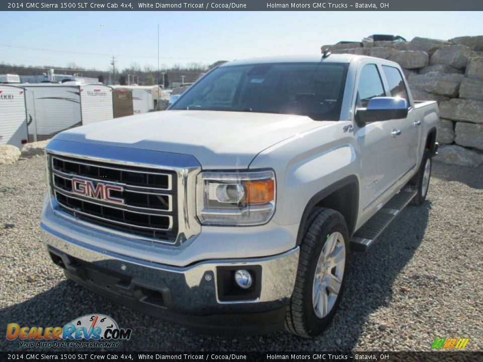 2014 GMC Sierra 1500 SLT Crew Cab 4x4 White Diamond Tricoat / Cocoa/Dune Photo #3