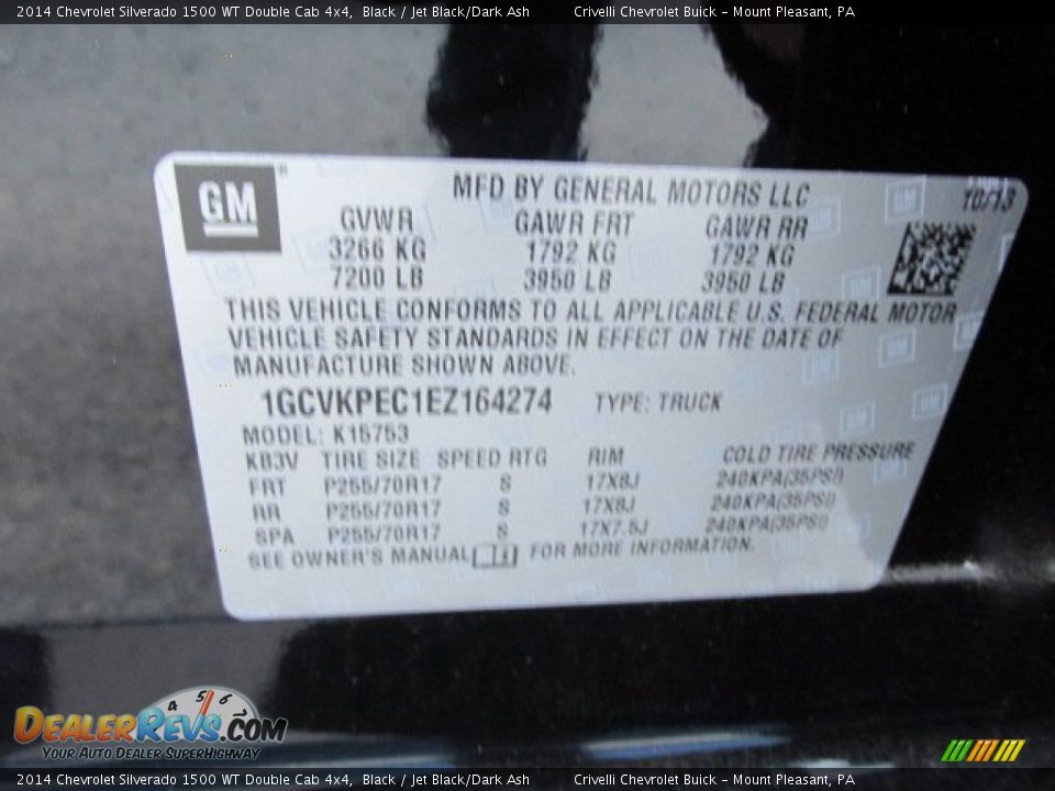 2014 Chevrolet Silverado 1500 WT Double Cab 4x4 Black / Jet Black/Dark Ash Photo #15