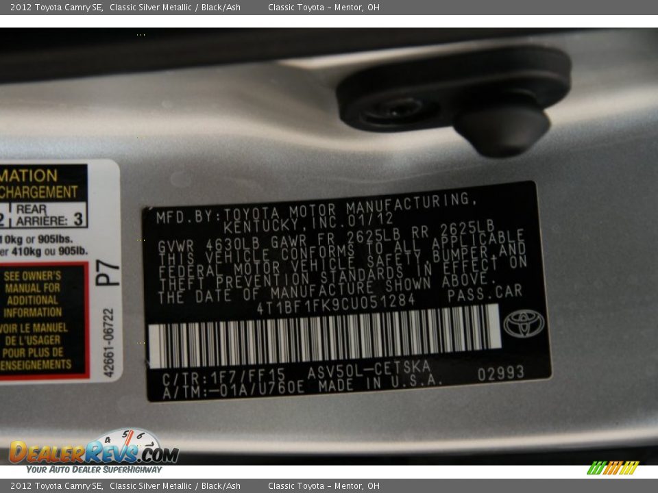 2012 Toyota Camry SE Classic Silver Metallic / Black/Ash Photo #35