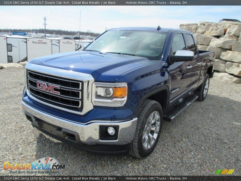 2014 GMC Sierra 1500 SLT Double Cab 4x4 Cobalt Blue Metallic / Jet Black Photo #3