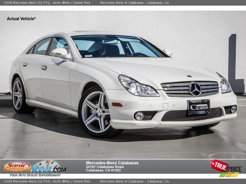 2008 Mercedes-Benz CLS 550 Arctic White / Sunset Red Photo #1