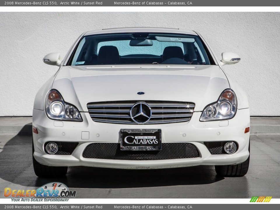 2008 Mercedes-Benz CLS 550 Arctic White / Sunset Red Photo #2