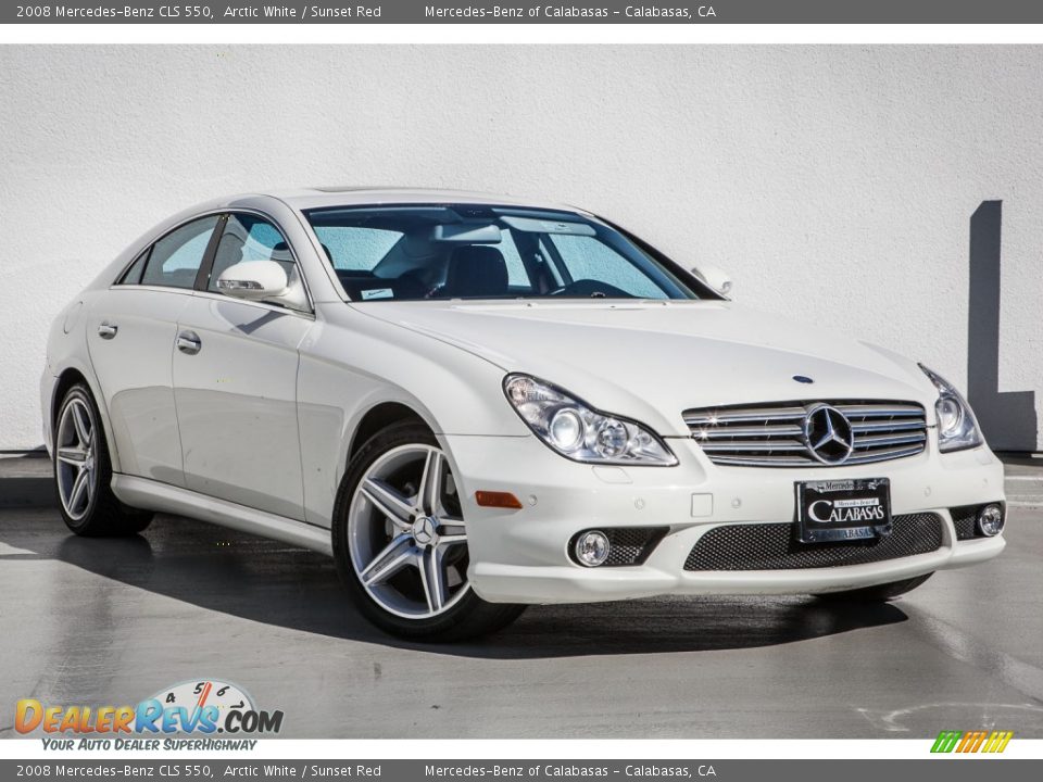 2008 Mercedes-Benz CLS 550 Arctic White / Sunset Red Photo #12