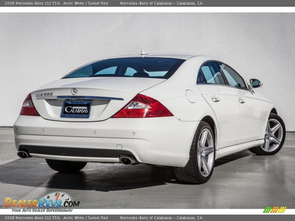 2008 Mercedes-Benz CLS 550 Arctic White / Sunset Red Photo #14