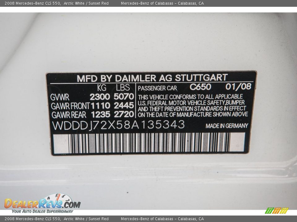 2008 Mercedes-Benz CLS 550 Arctic White / Sunset Red Photo #20