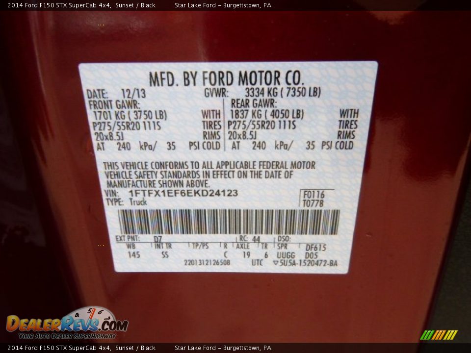 2014 Ford F150 STX SuperCab 4x4 Sunset / Black Photo #20