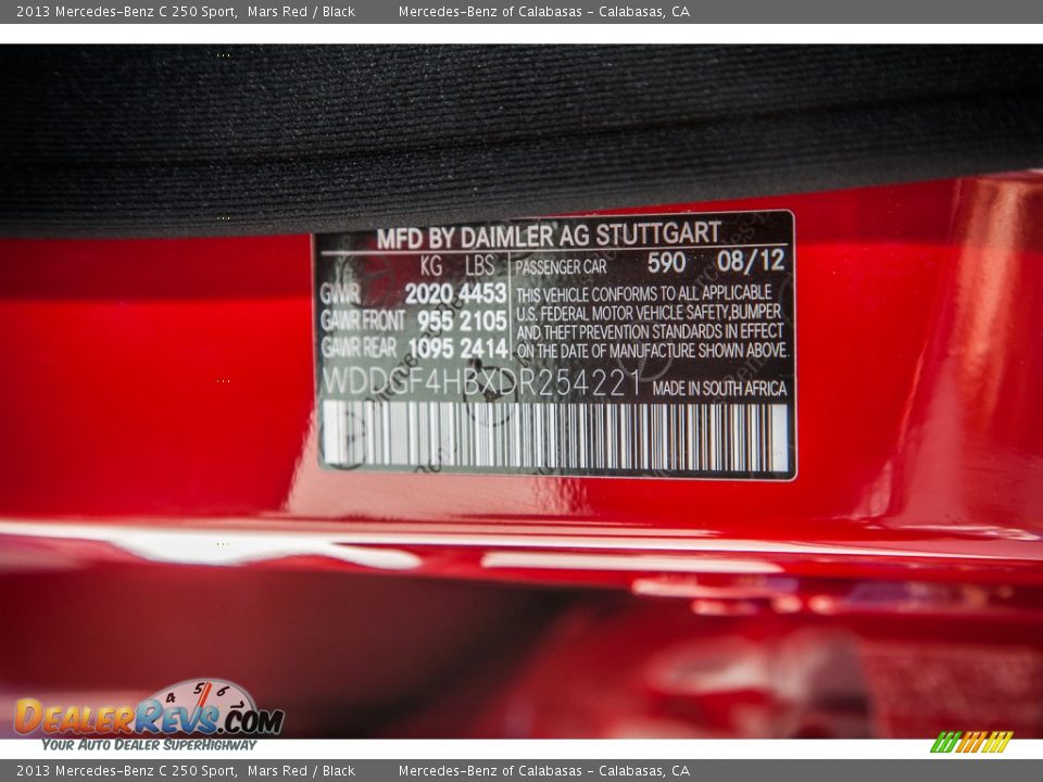 2013 Mercedes-Benz C 250 Sport Mars Red / Black Photo #20