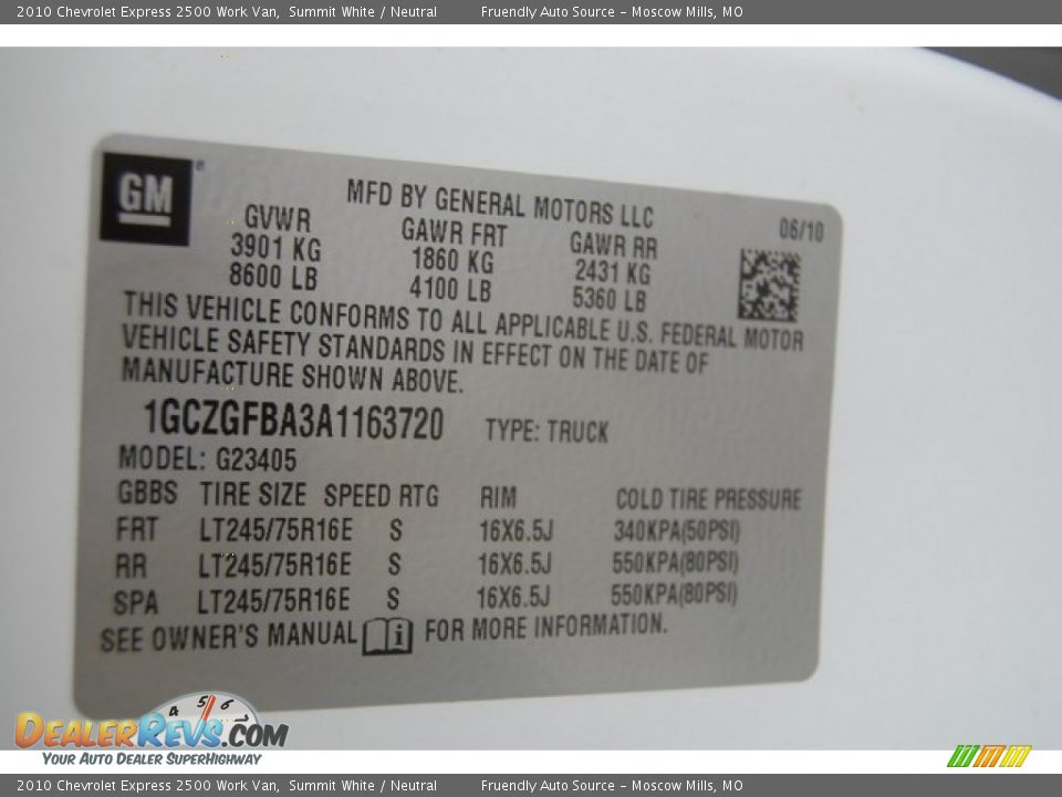 2010 Chevrolet Express 2500 Work Van Summit White / Neutral Photo #22
