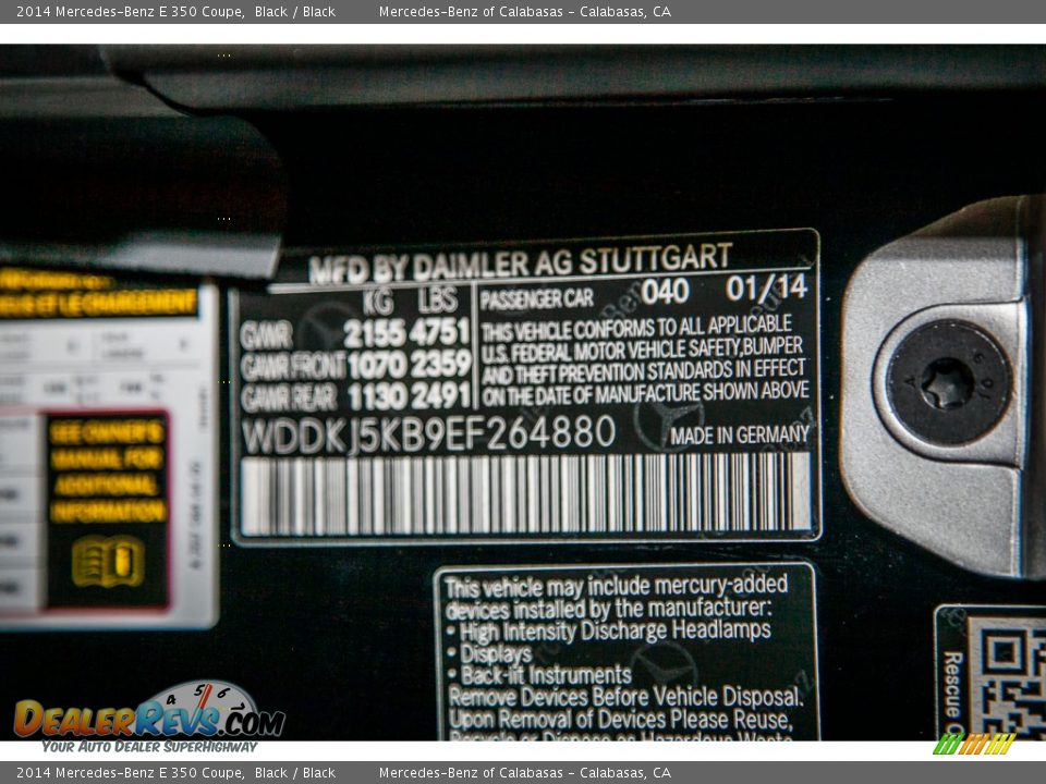 2014 Mercedes-Benz E 350 Coupe Black / Black Photo #7