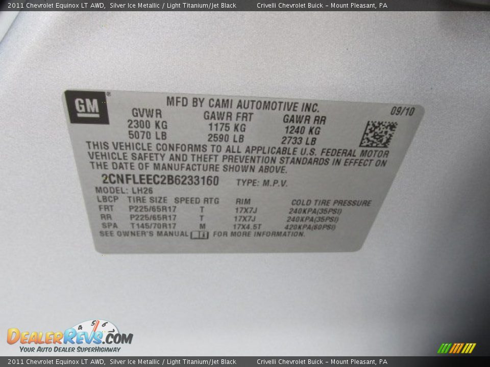 2011 Chevrolet Equinox LT AWD Silver Ice Metallic / Light Titanium/Jet Black Photo #32
