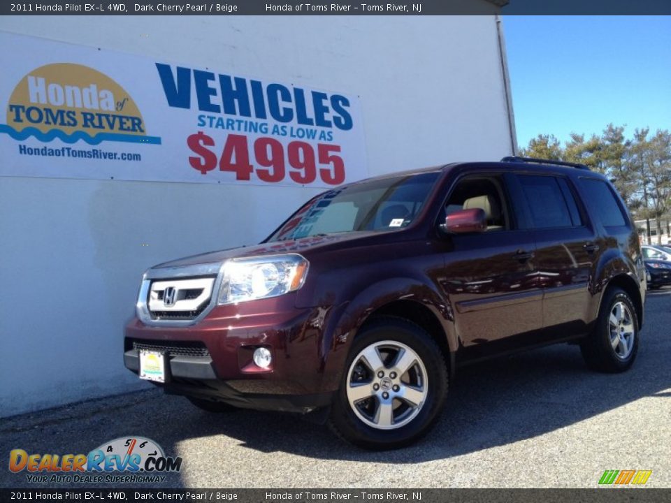2011 Honda Pilot EX-L 4WD Dark Cherry Pearl / Beige Photo #1