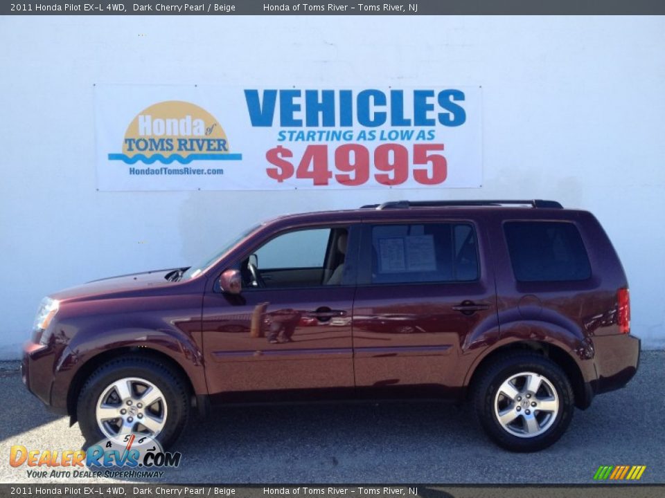 2011 Honda Pilot EX-L 4WD Dark Cherry Pearl / Beige Photo #5