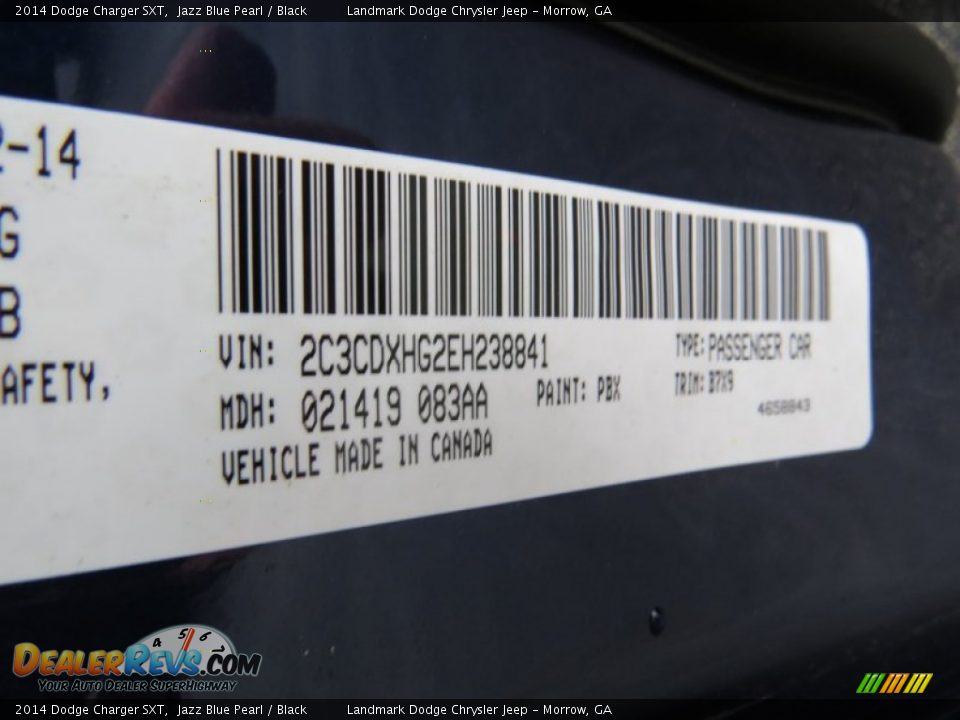 2014 Dodge Charger SXT Jazz Blue Pearl / Black Photo #10