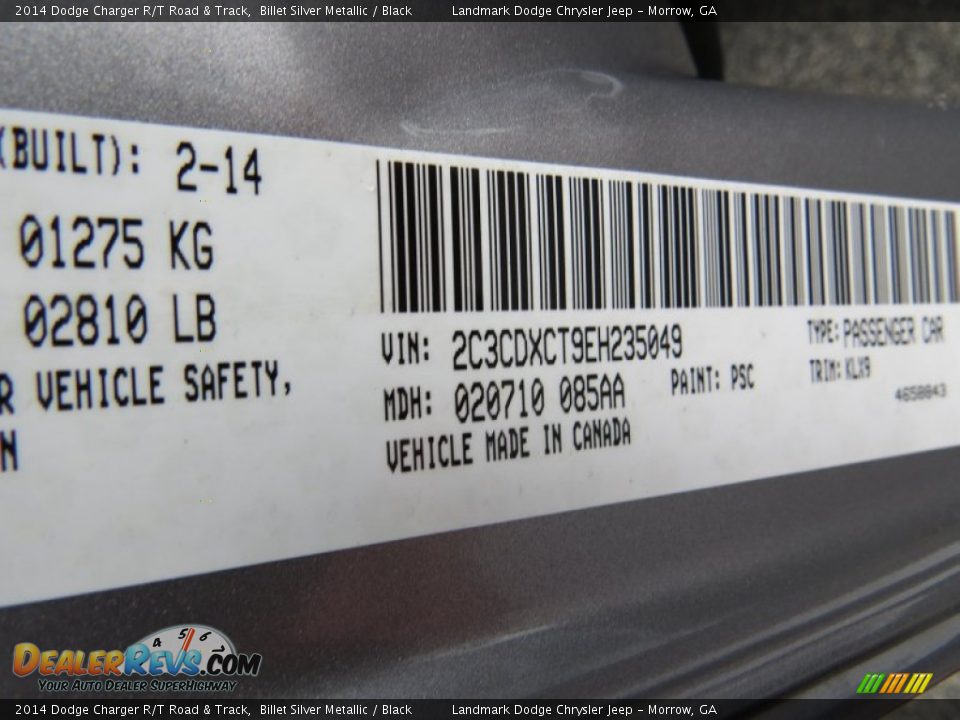 2014 Dodge Charger R/T Road & Track Billet Silver Metallic / Black Photo #12