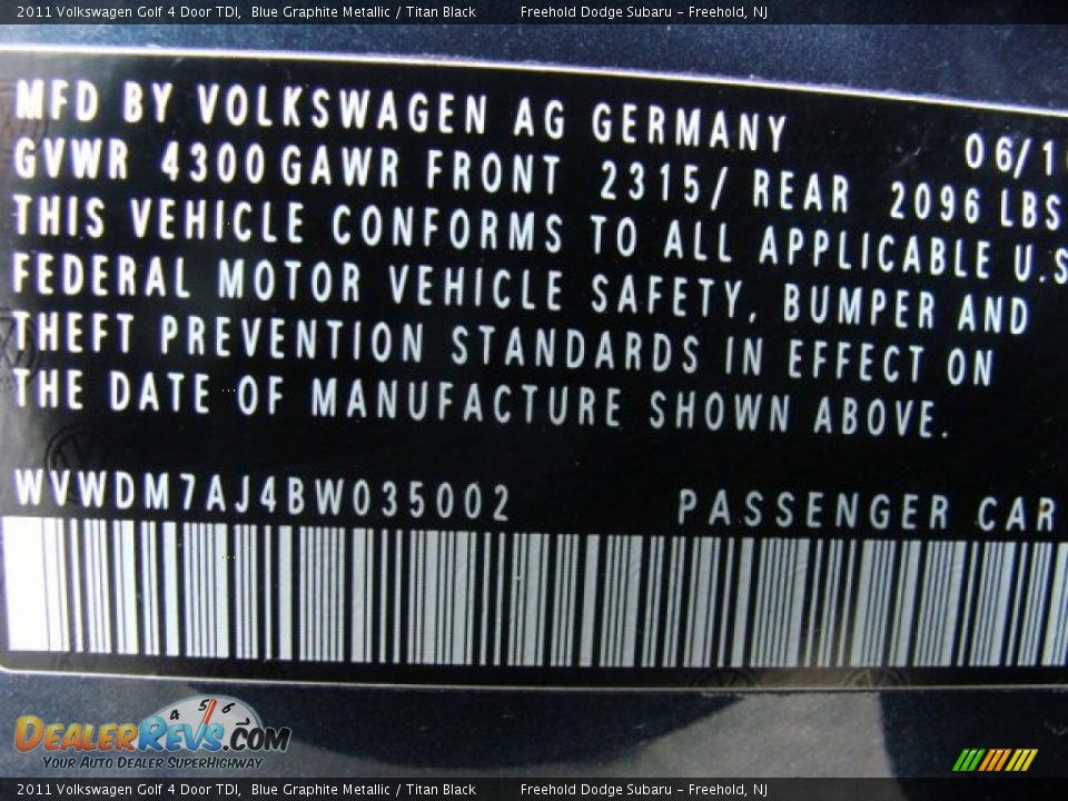 2011 Volkswagen Golf 4 Door TDI Blue Graphite Metallic / Titan Black Photo #20