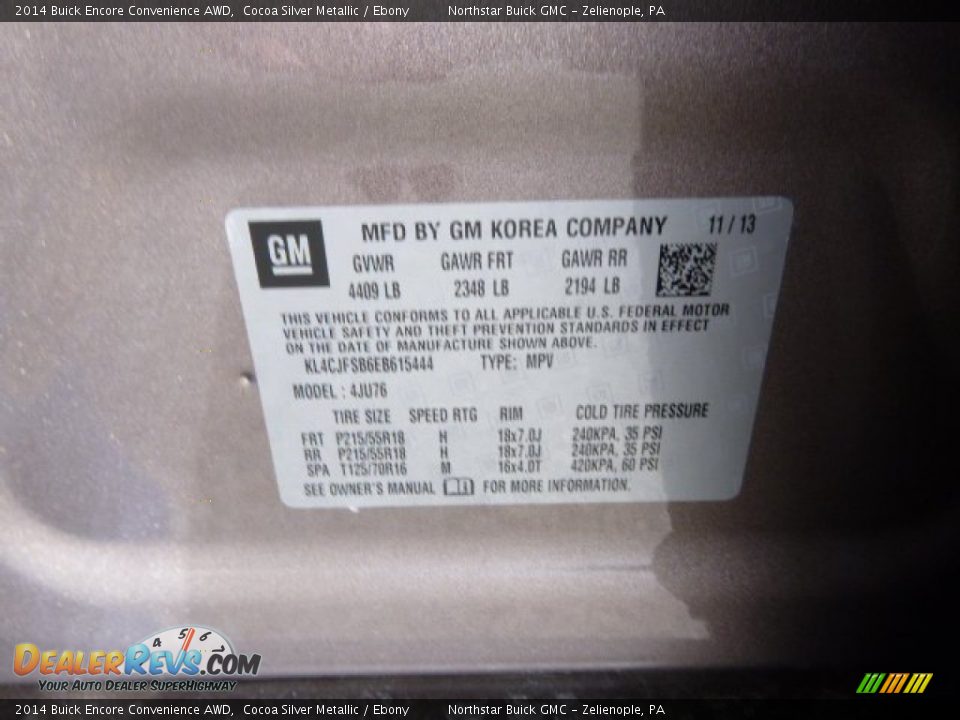 2014 Buick Encore Convenience AWD Cocoa Silver Metallic / Ebony Photo #20