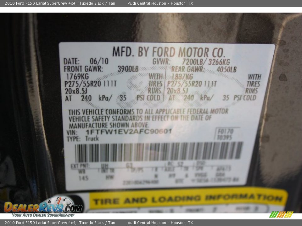 2010 Ford F150 Lariat SuperCrew 4x4 Tuxedo Black / Tan Photo #34