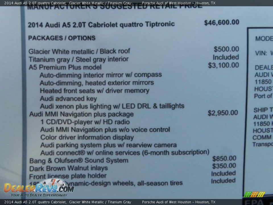 2014 Audi A5 2.0T quattro Cabriolet Glacier White Metallic / Titanium Gray Photo #34