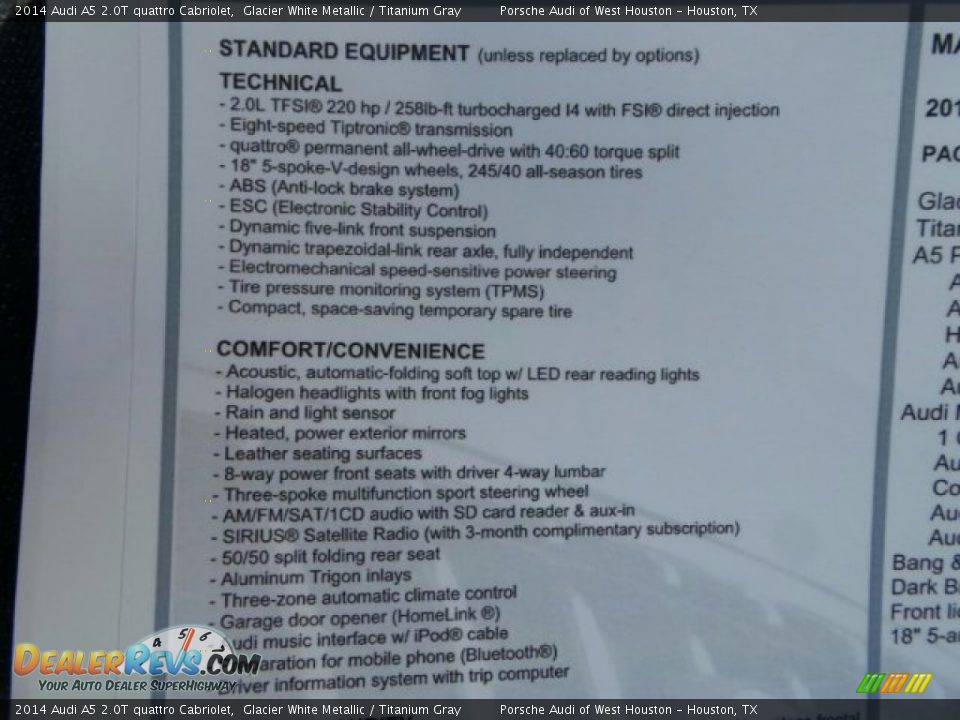 2014 Audi A5 2.0T quattro Cabriolet Glacier White Metallic / Titanium Gray Photo #35